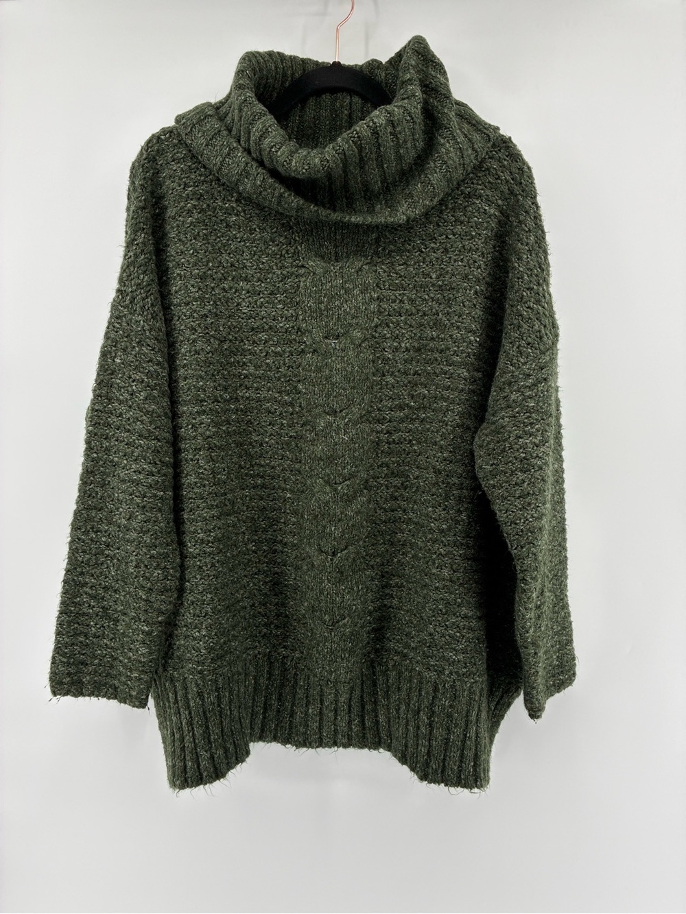 Joe Fresh Dark Green Turtleneck Cable Knit Sweater